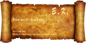 Berecz Kolos névjegykártya
